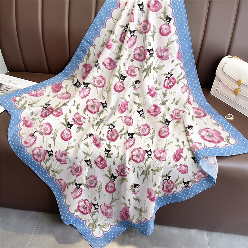 Silk Neck Scarf - 2026 Syal Satin Persegi Wanita Motif