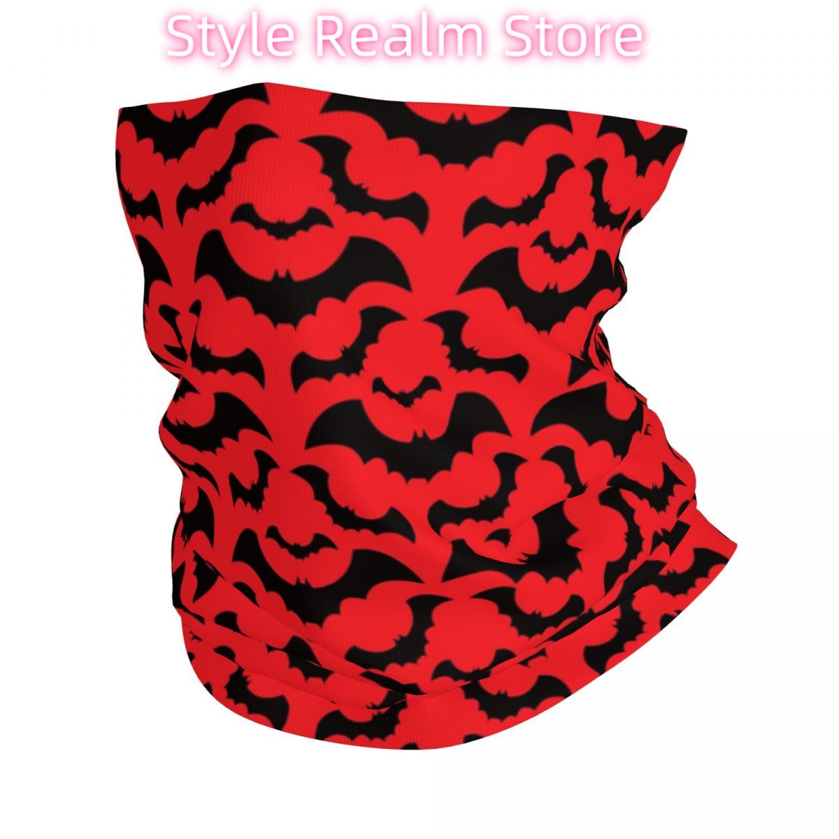 Neck Warmer Tube - Bandana Motif Kelelawar Penyihir Gotik, Penutup