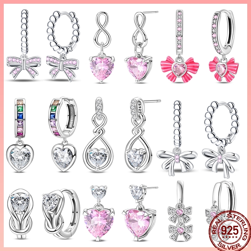 Tie Clip Silver - Anting-anting desain hati manis pita batu