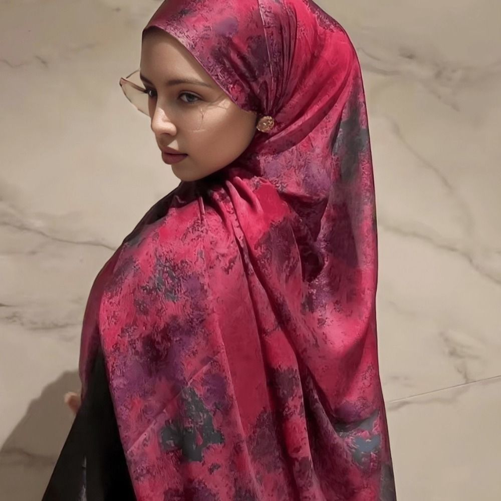 Bandana Cotton - Selendang Satin Ombre Elegan, Bandana Cetak