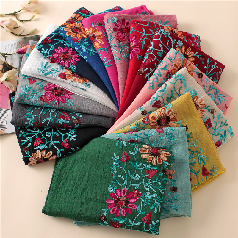 Bandana Cotton - Selendang Syal Viscose Bordir Polos Motif