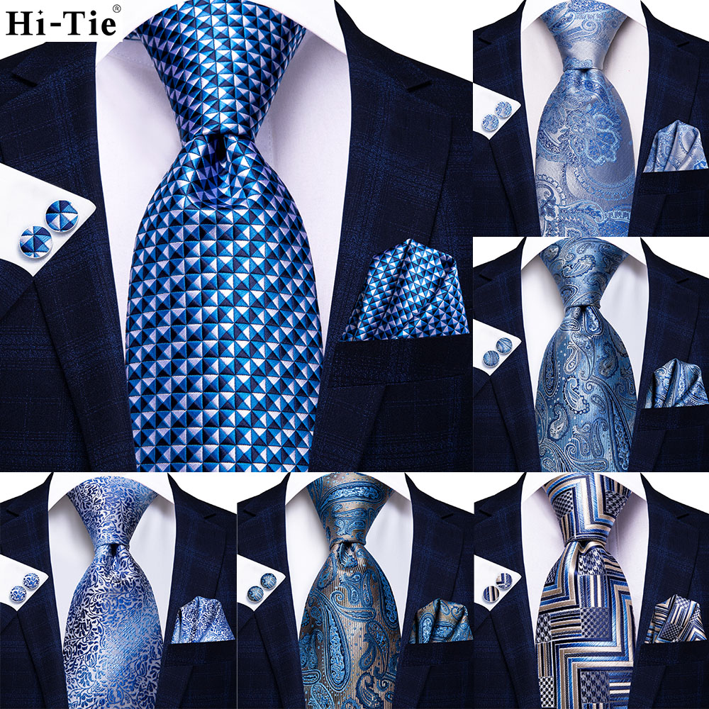 Silk Tie Striped - Hi-Tie Fashion Designer biru muda kotak-kotak