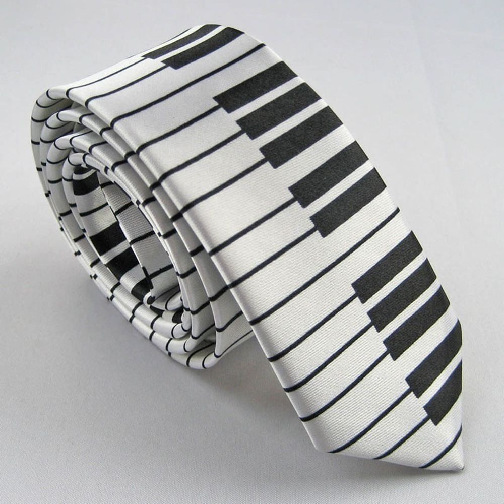 Skinny Tie Men - Dasi Pria Motif Piano Hitam &