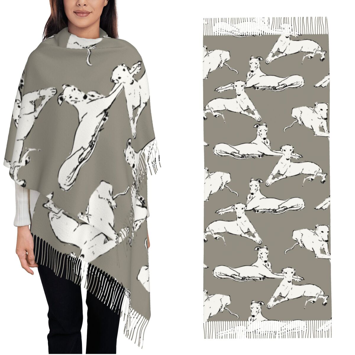Pashmina Wrap Large - Selendang Greyhound Whippet yang Menenangkan untuk