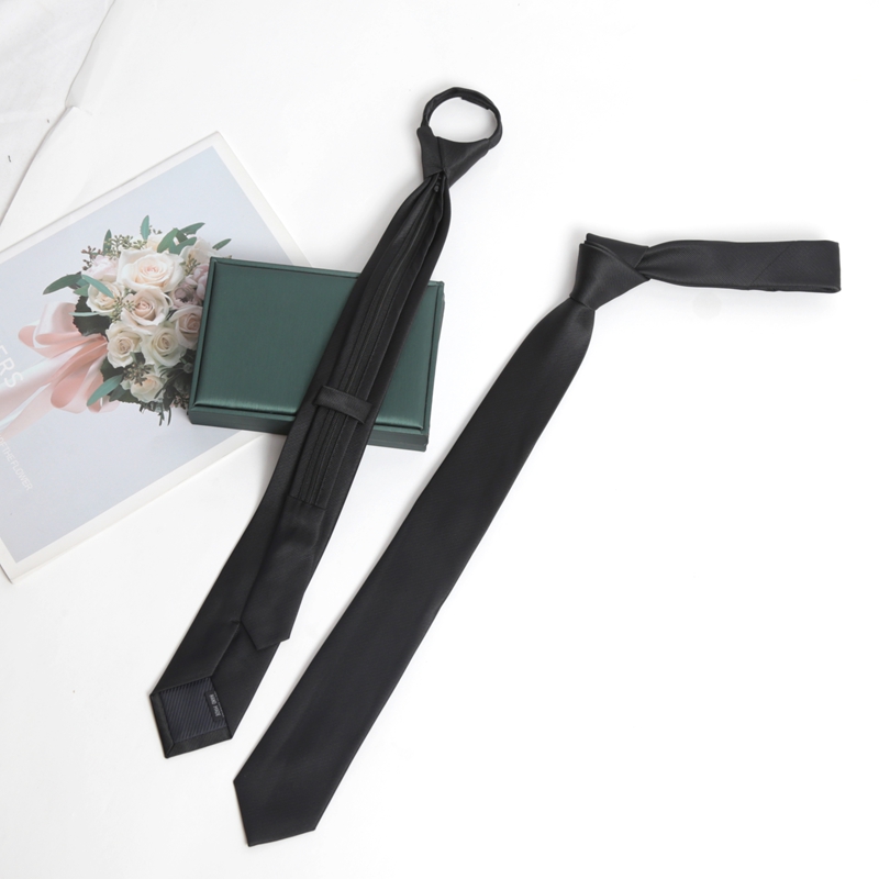 Skinny Tie Men - Dasi Hitam dengan Ritsleting Buatan Tangan