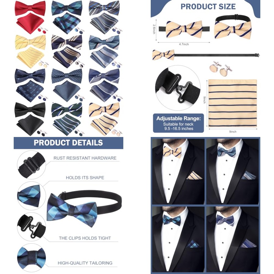 Bow Tie Pre Tied - Chicingyou 12 Dasi Kupu-kupu untuk Pria,
