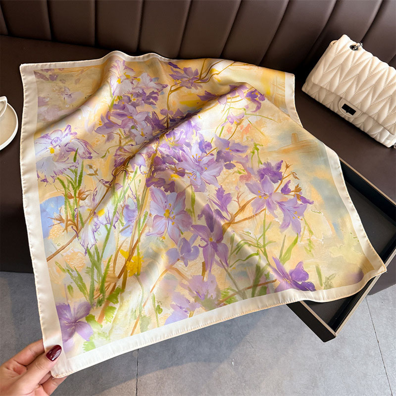 Scarf Silk Square - Syal Sutra Persegi Motif Lukisan 70cm