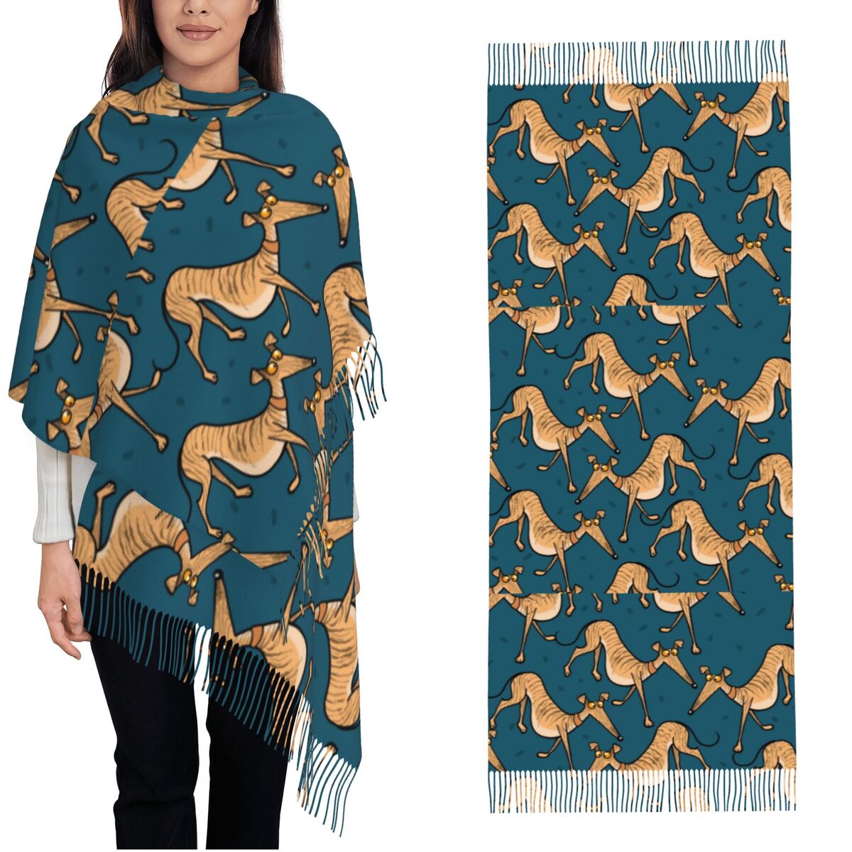 Pashmina Wrap Large - Selendang Anjing Greyhound Whippet Lurcher untuk