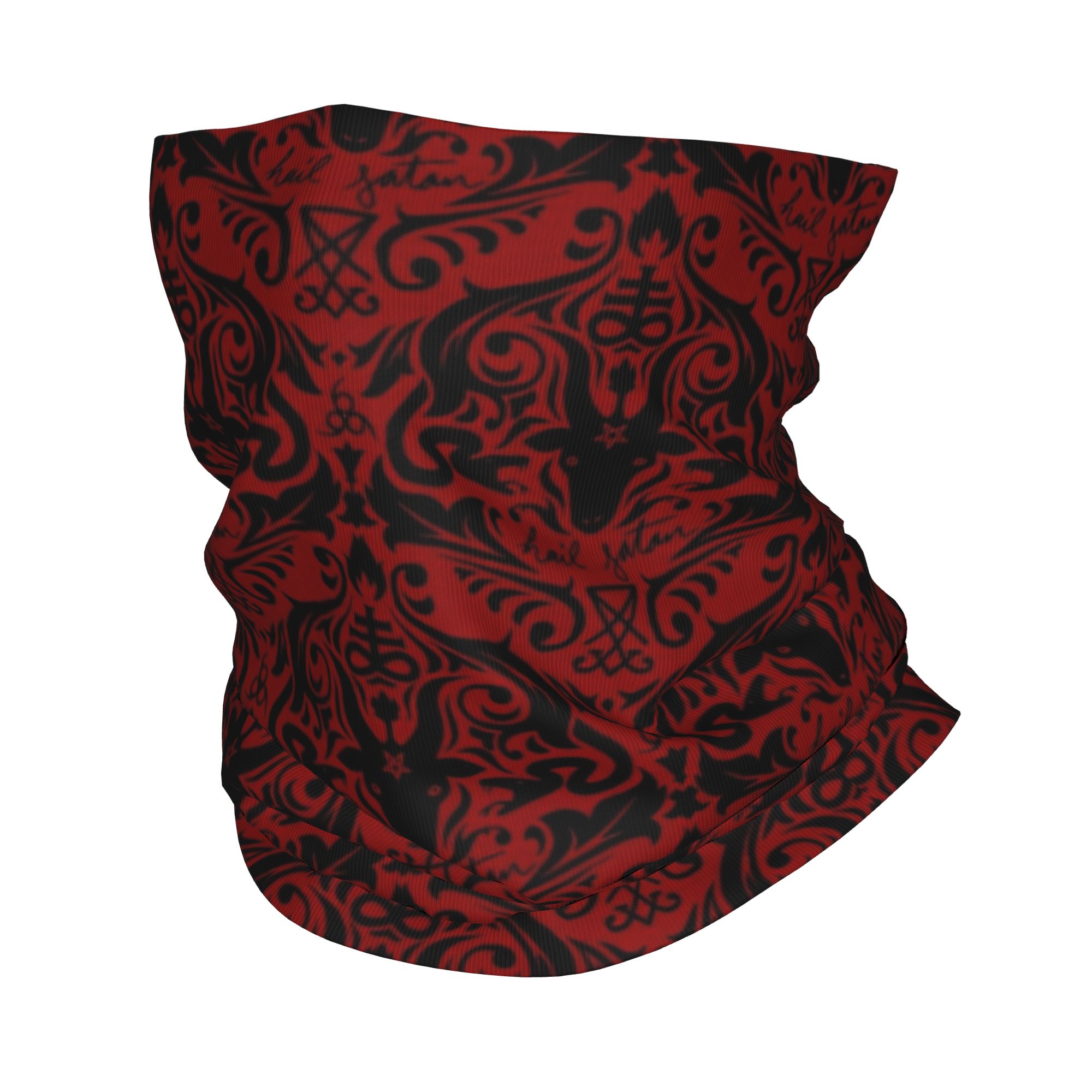 Neck Warmer Tube - Bandana Leher Baphomet Damask Hail Satan