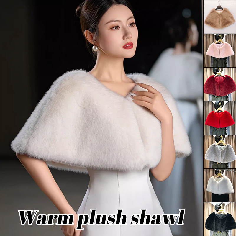 Stole Wedding Shawl - Syal bulu imitasi untuk wanita, selendang