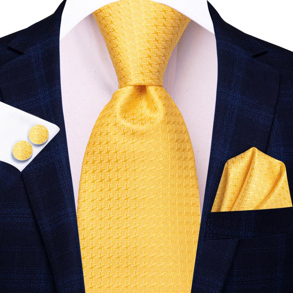 Silk Tie Striped - Dasi Pria Kuning Motif Titik Emas