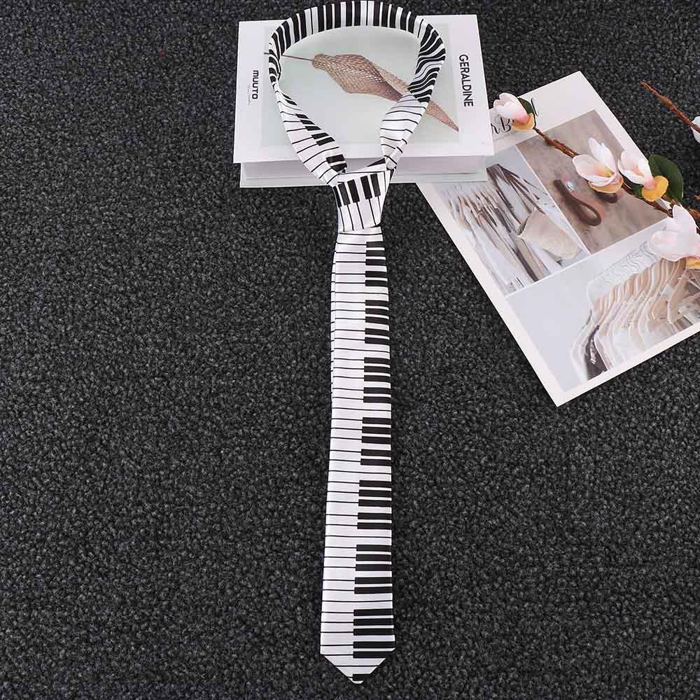Skinny Tie Men - Dasi Pria Motif Keyboard Piano Hitam