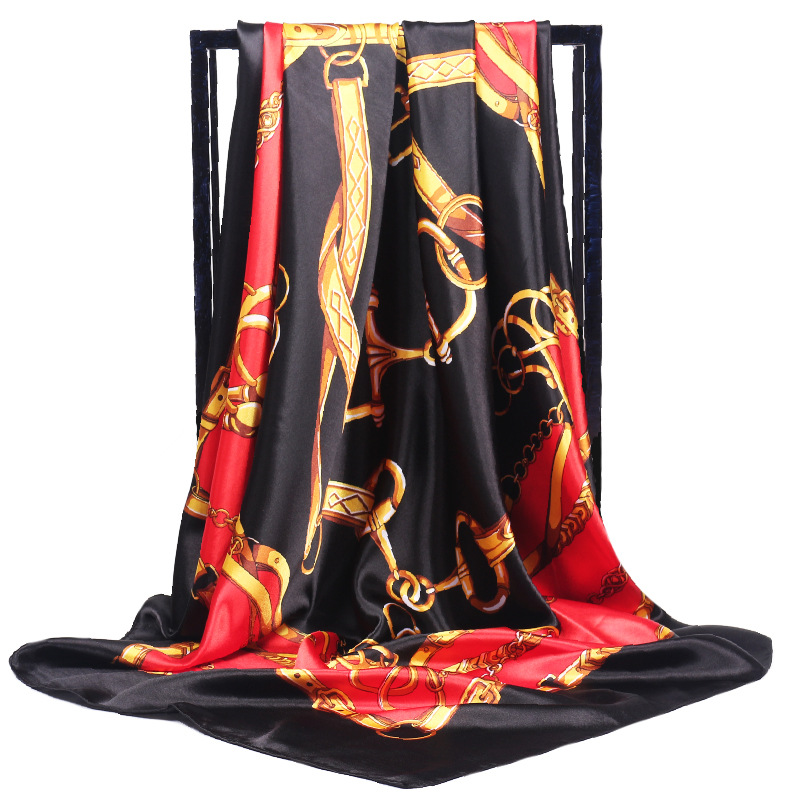 Scarf Silk Square - 90*90 Cm Wanita Sutra Syal Bandana