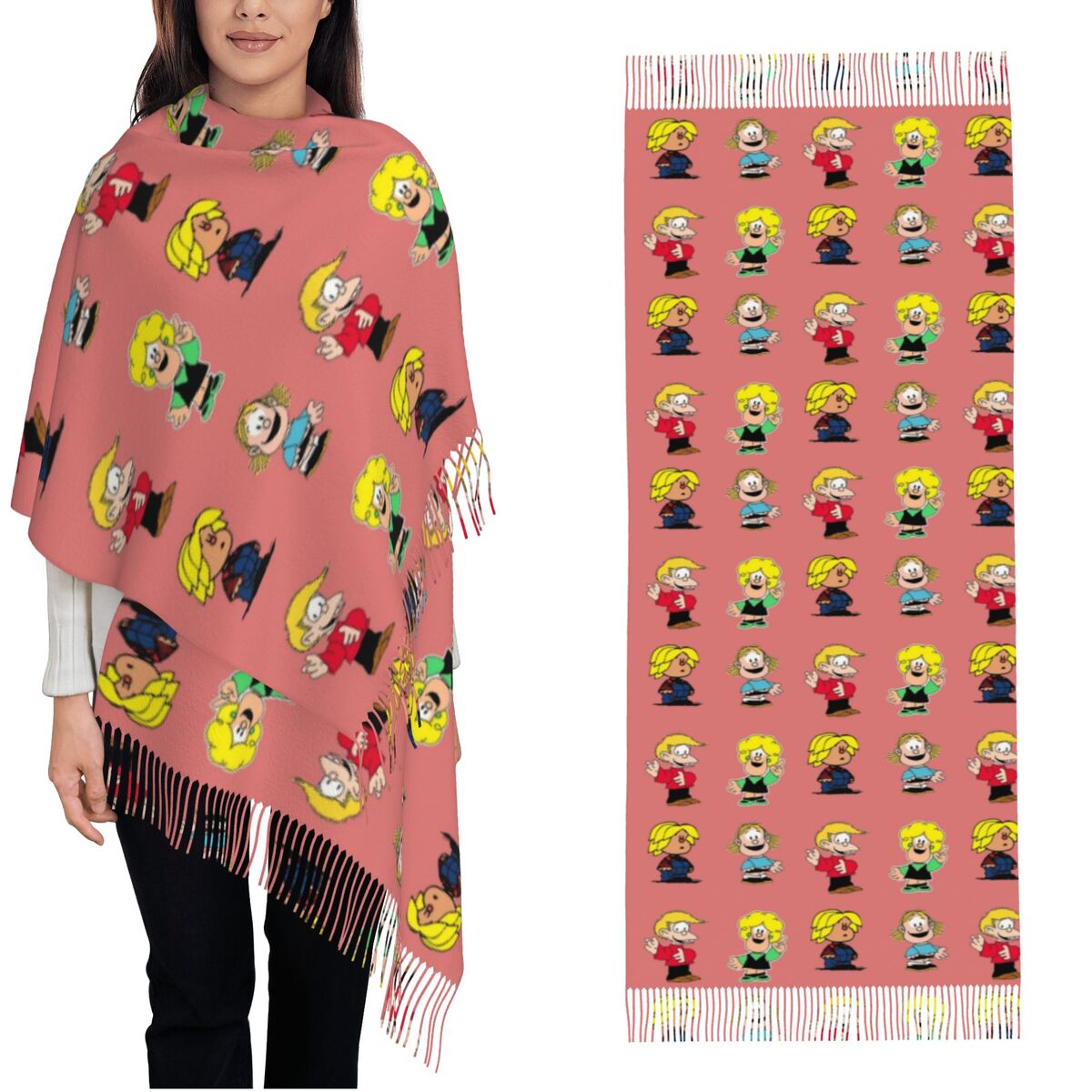 Pashmina Wrap Large - Syal Rumbai Wanita Karakter Mafaldas Syal