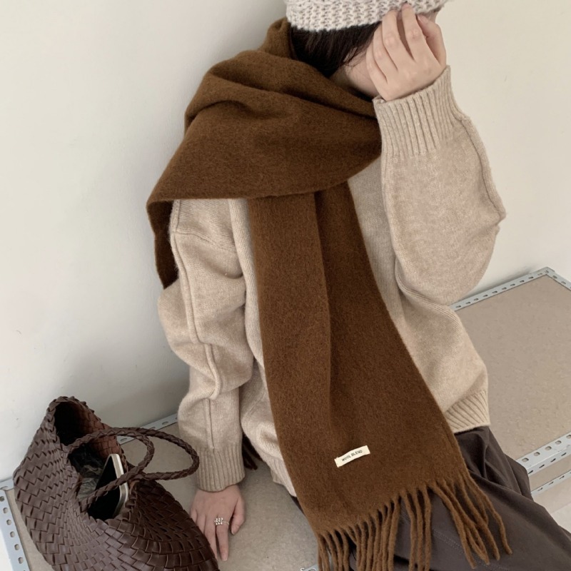 Muffler Men Wool - Syal Rumbai Solid Gaya Korea untuk