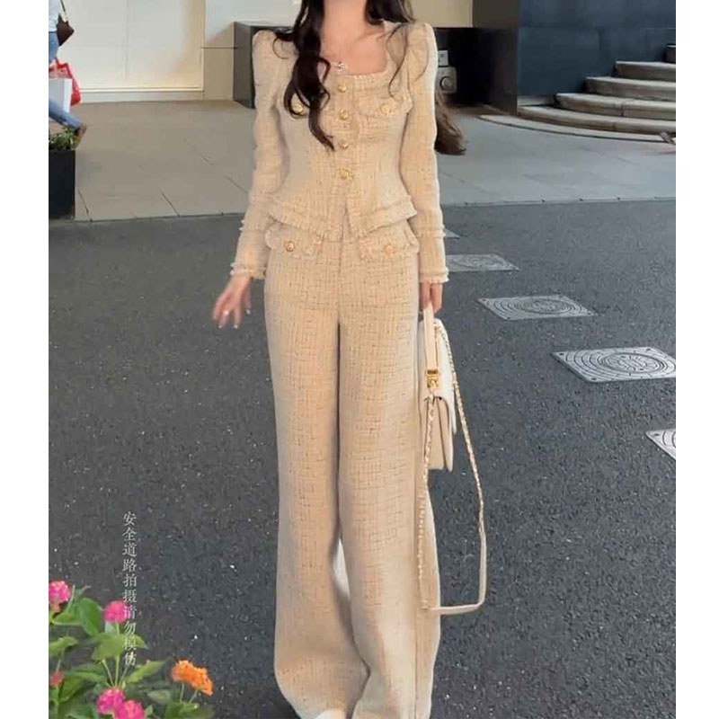 Pocket Square Set - Mantel lengan panjang wanita, setelan pakaian