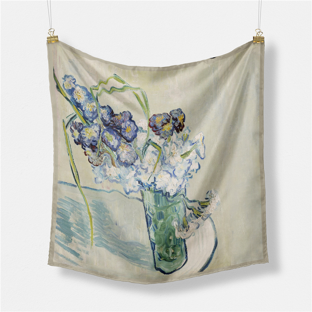 Scarf Silk Square - Lukisan Minyak Syal Sutra Mode Desain