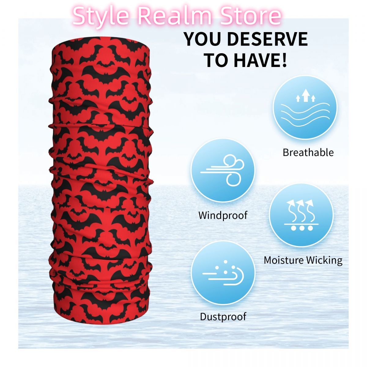Bandana Motif Kelelawar Penyih - Neck Warmer Tube ulasan dan harga