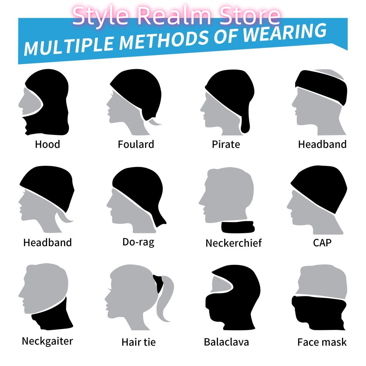 Bandana Motif Kelelawar Penyih - Neck Warmer Tube ulasan dan harga
