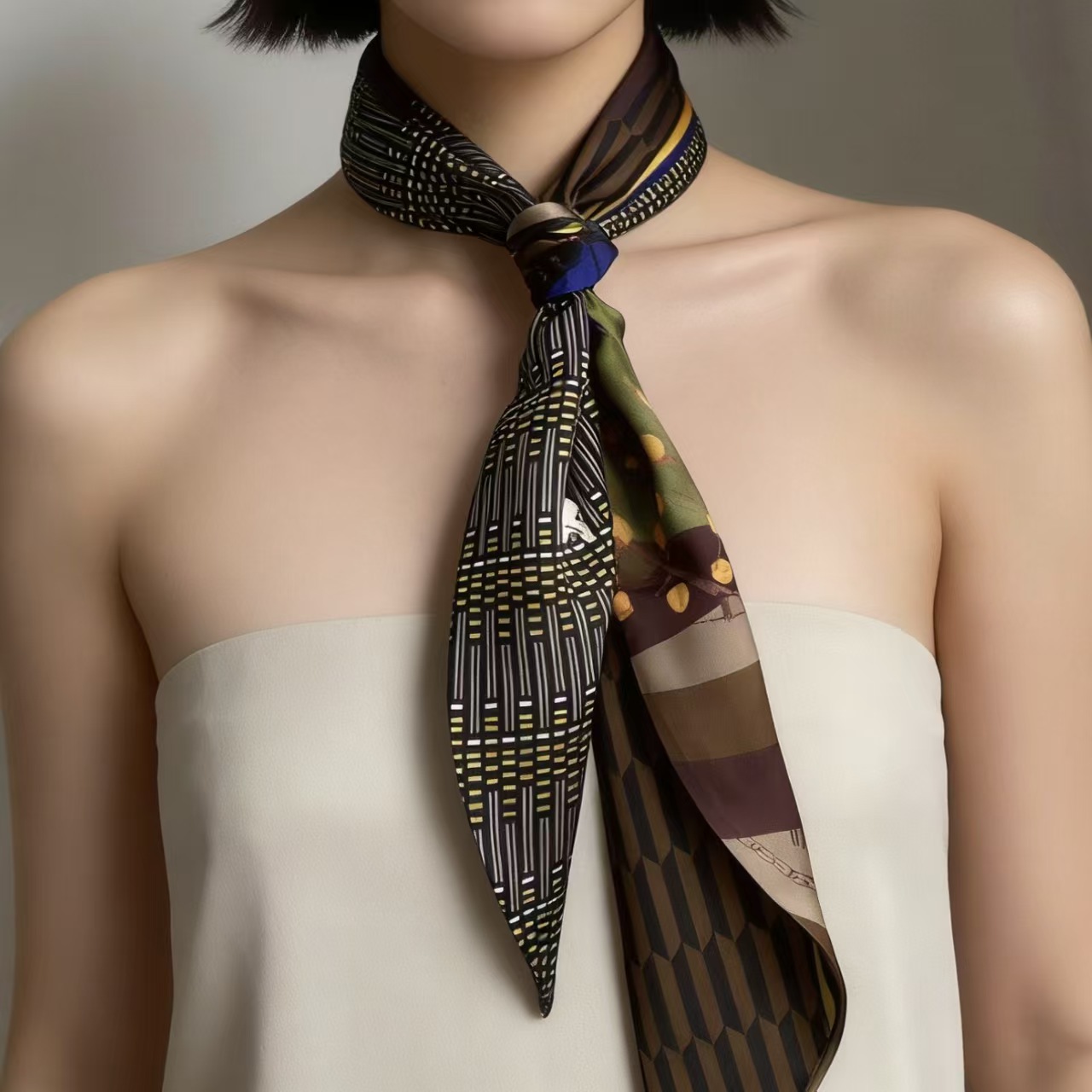 Syal Sutra Mewah Motif Cetak,  - Silk Neck Scarf ulasan dan harga