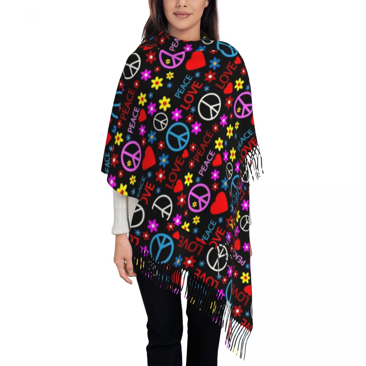 Selendang Pola Cinta Peace For - Pashmina Wrap Large ulasan dan harga