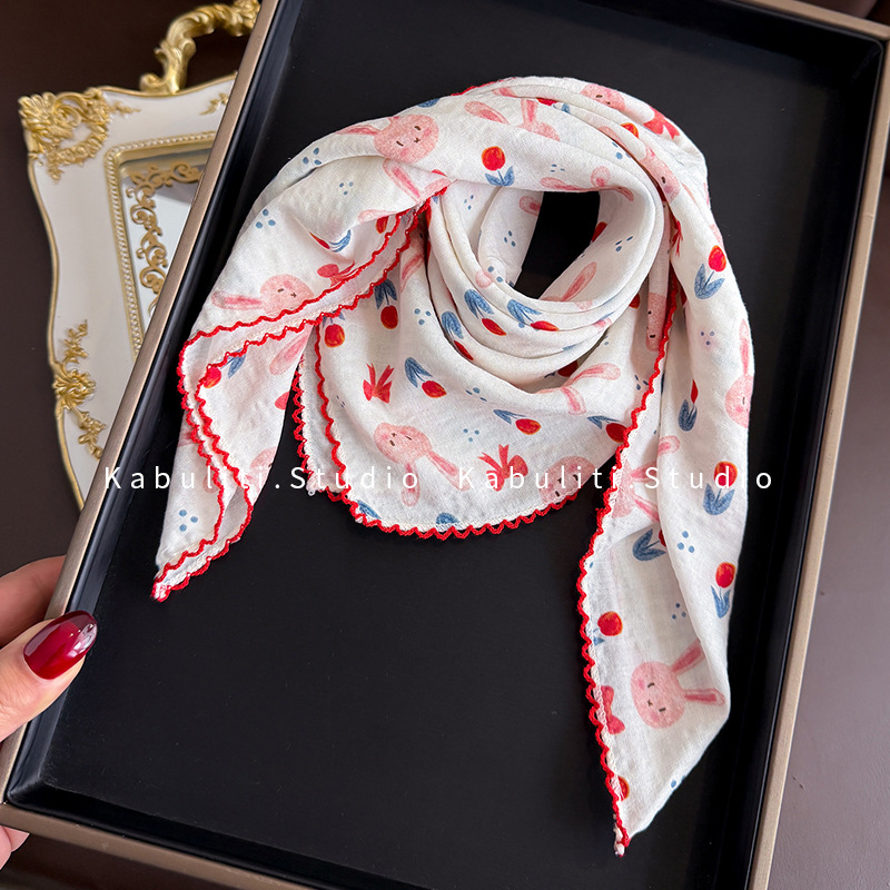 Syal Persegi Katun Linen 58 Cm - Ascot Neck Scarf ulasan dan harga