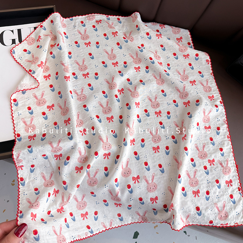 Syal Persegi Katun Linen 58 Cm - Ascot Neck Scarf ulasan dan harga