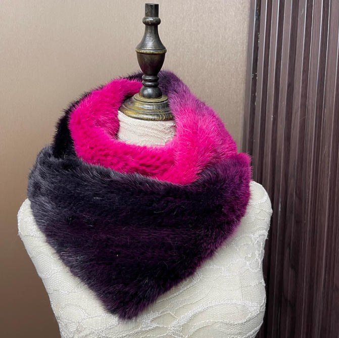 Selendang Bulu Mink Asli Warna - Infinity Scarf Knit ulasan dan harga