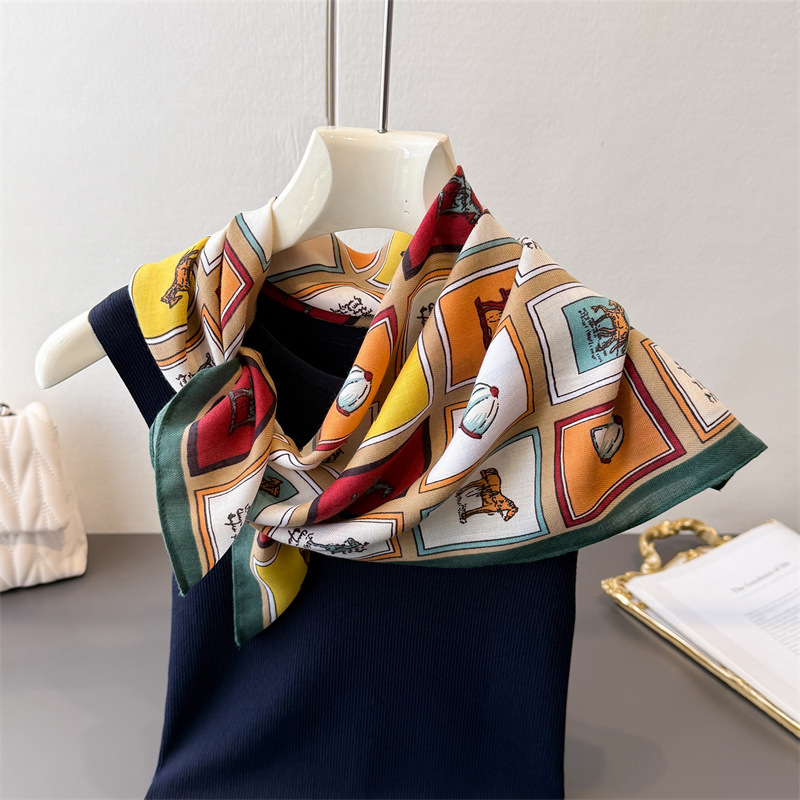 Syal persegi premium motif mac - Scarf Silk Square ulasan dan harga