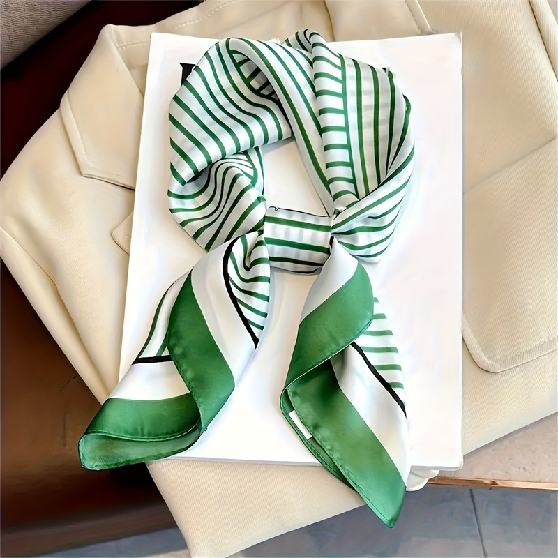 Syal Sederhana Desainer Garis  - Scarf Silk Square ulasan dan harga