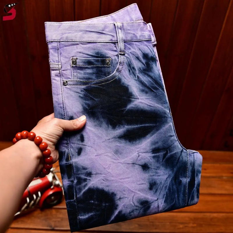 Jeans Retro Tie Dye Ungu Berku - Skinny Tie Men ulasan dan harga