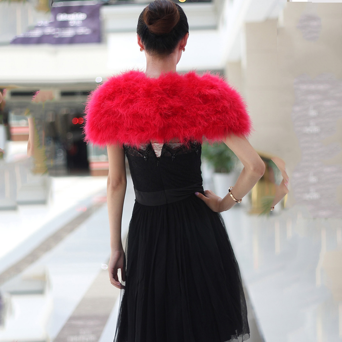 Selendang Bulu Burung Unta Wan - Stole Wedding Shawl ulasan dan harga