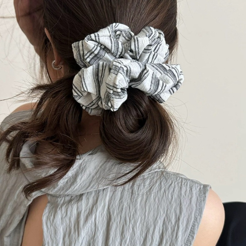 Ikat Rambut Korea Motif Garis  - Silk Tie Striped ulasan dan harga