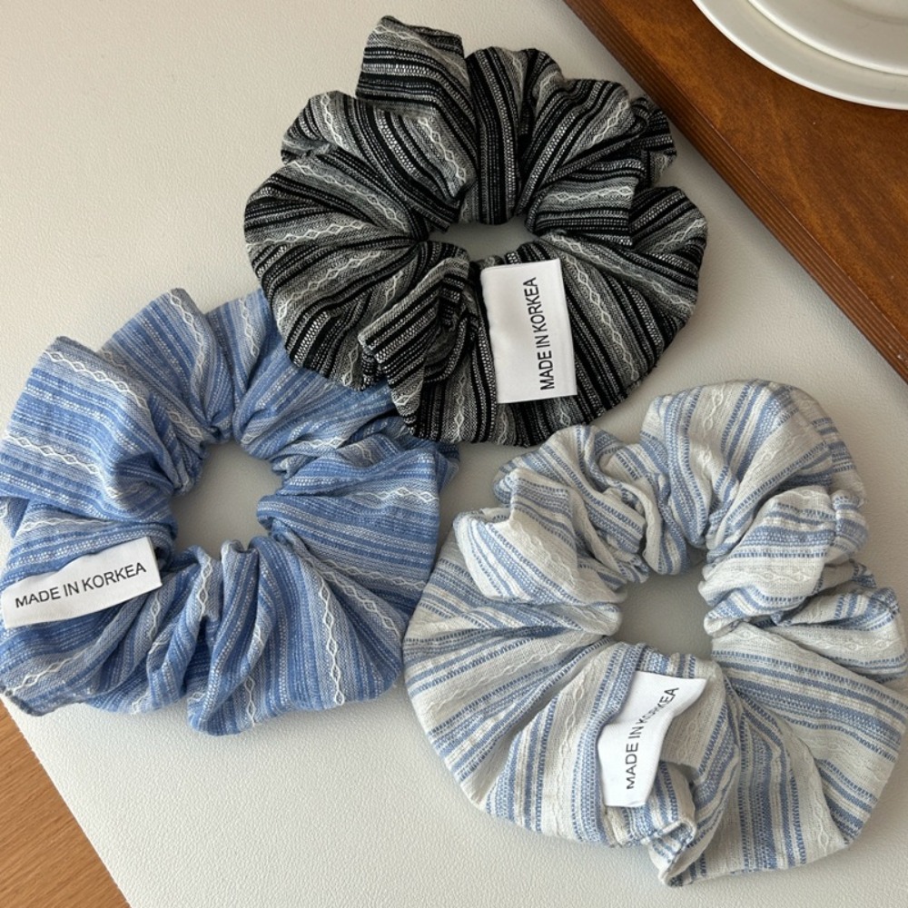Ikat Rambut Korea Motif Garis  - Silk Tie Striped ulasan dan harga