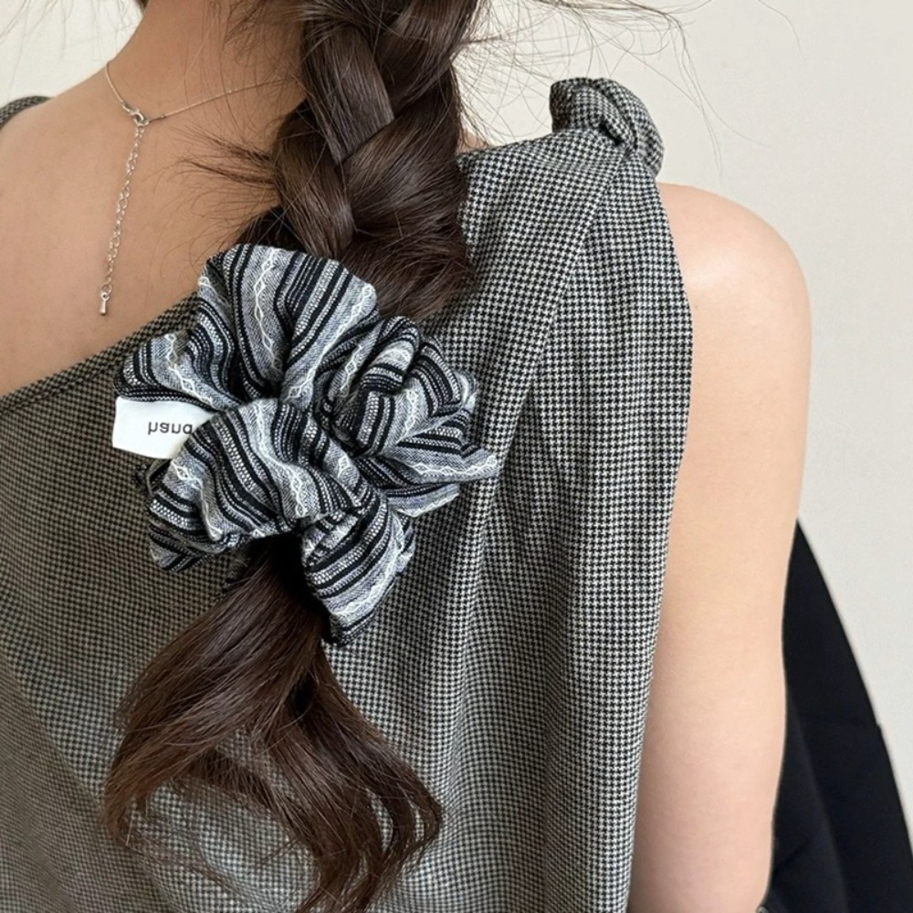 Ikat Rambut Korea Motif Garis  - Silk Tie Striped ulasan dan harga