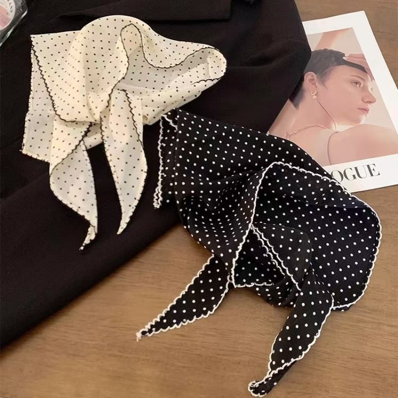 Syal Polkadot Hitam Putih untu - Ascot Neck Scarf ulasan dan harga