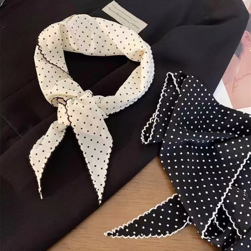 Syal Polkadot Hitam Putih untu - Ascot Neck Scarf ulasan dan harga