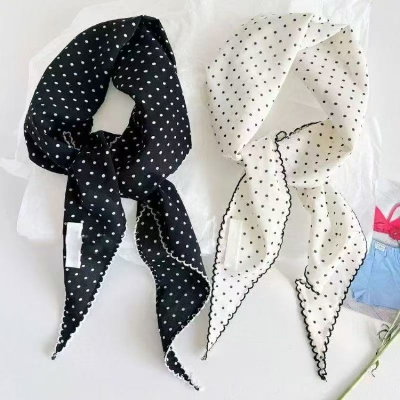 Syal Polkadot Hitam Putih untu - Ascot Neck Scarf ulasan dan harga