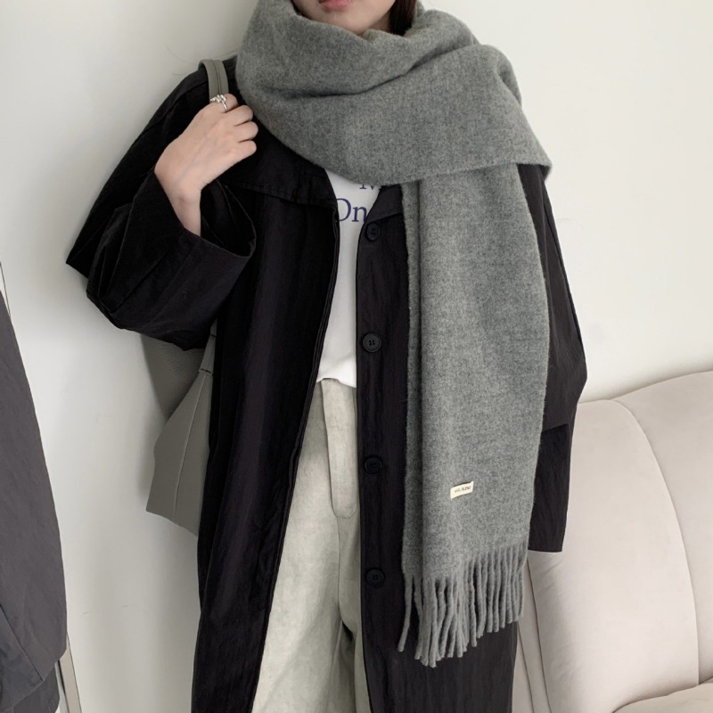 Syal Rumbai Solid Gaya Korea u - Muffler Men Wool ulasan dan harga