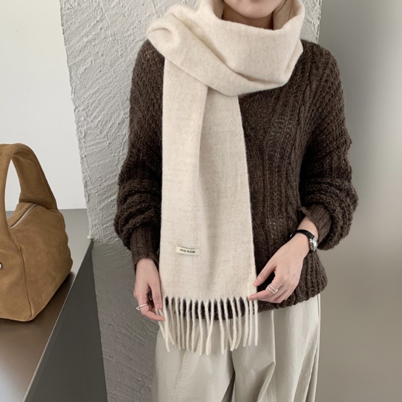 Syal Rumbai Solid Gaya Korea u - Muffler Men Wool ulasan dan harga