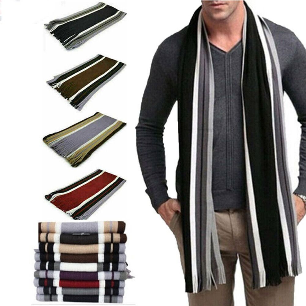 Syal Kasual Pria Motif Garis B - Muffler Men Wool ulasan dan harga
