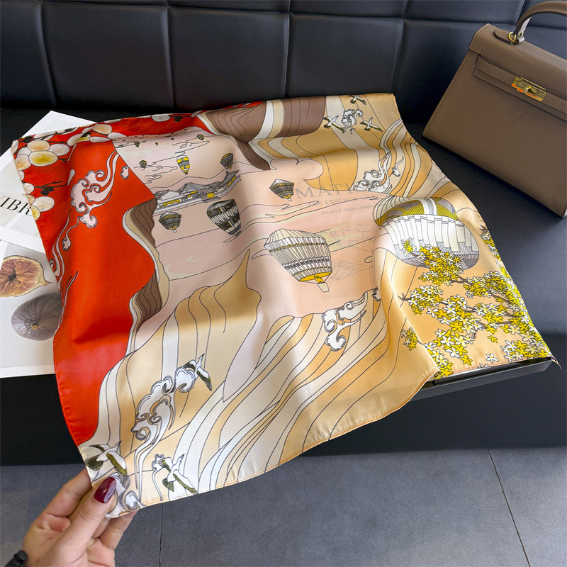 Syal Sutra Persegi Motif Balon - Scarf Silk Square ulasan dan harga