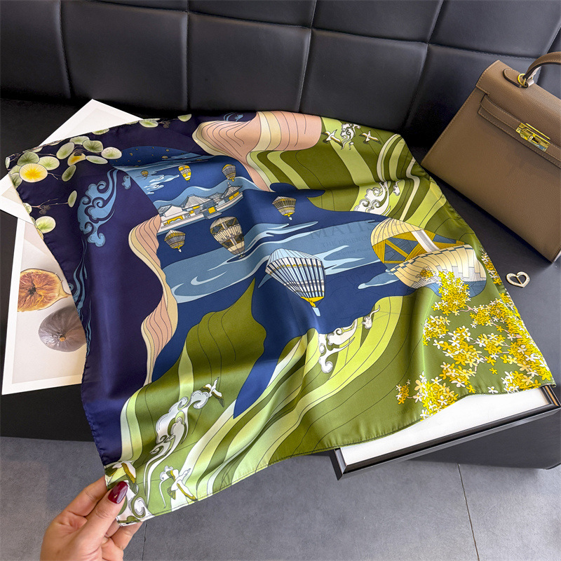 Syal Sutra Persegi Motif Balon - Scarf Silk Square ulasan dan harga