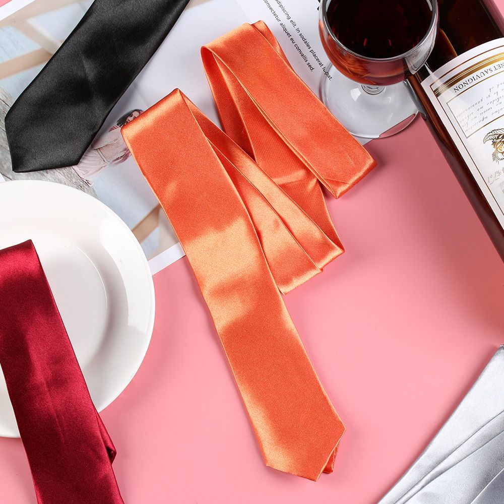 Dasi Sutra Tipis Ramping Solid - Skinny Tie Men ulasan dan harga