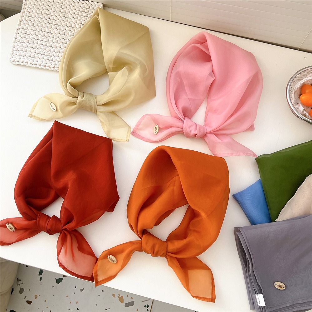 Syal Persegi Kecil Warna Solid - Scarf Silk Square ulasan dan harga