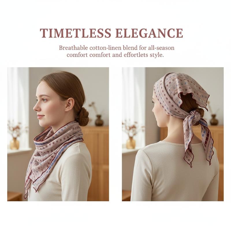 Syal Segitiga Katun Linen Moti - Bandana Cotton ulasan dan harga