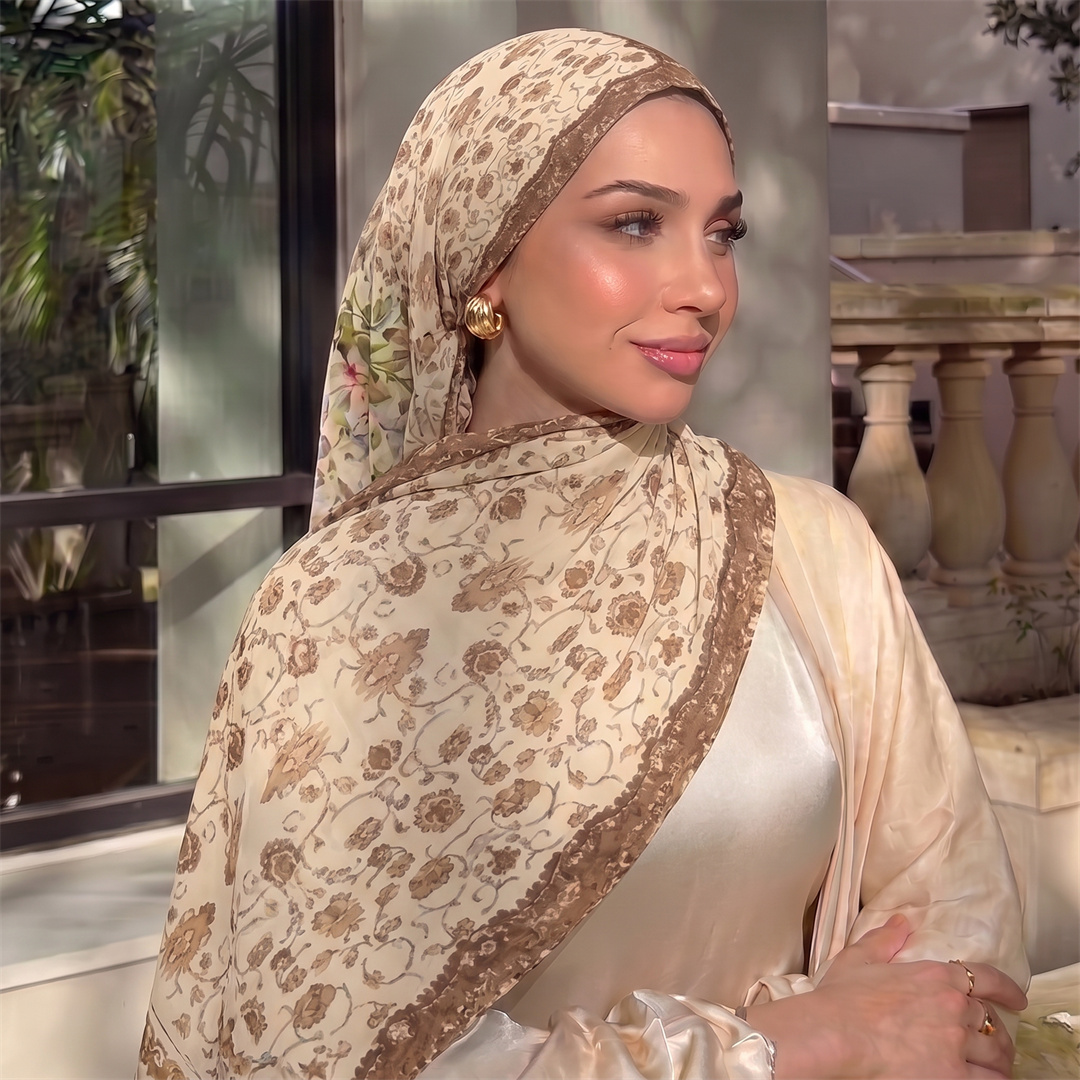 Hijab Cetak Bunga Vintage Lemb - Head Wrap Turban ulasan dan harga
