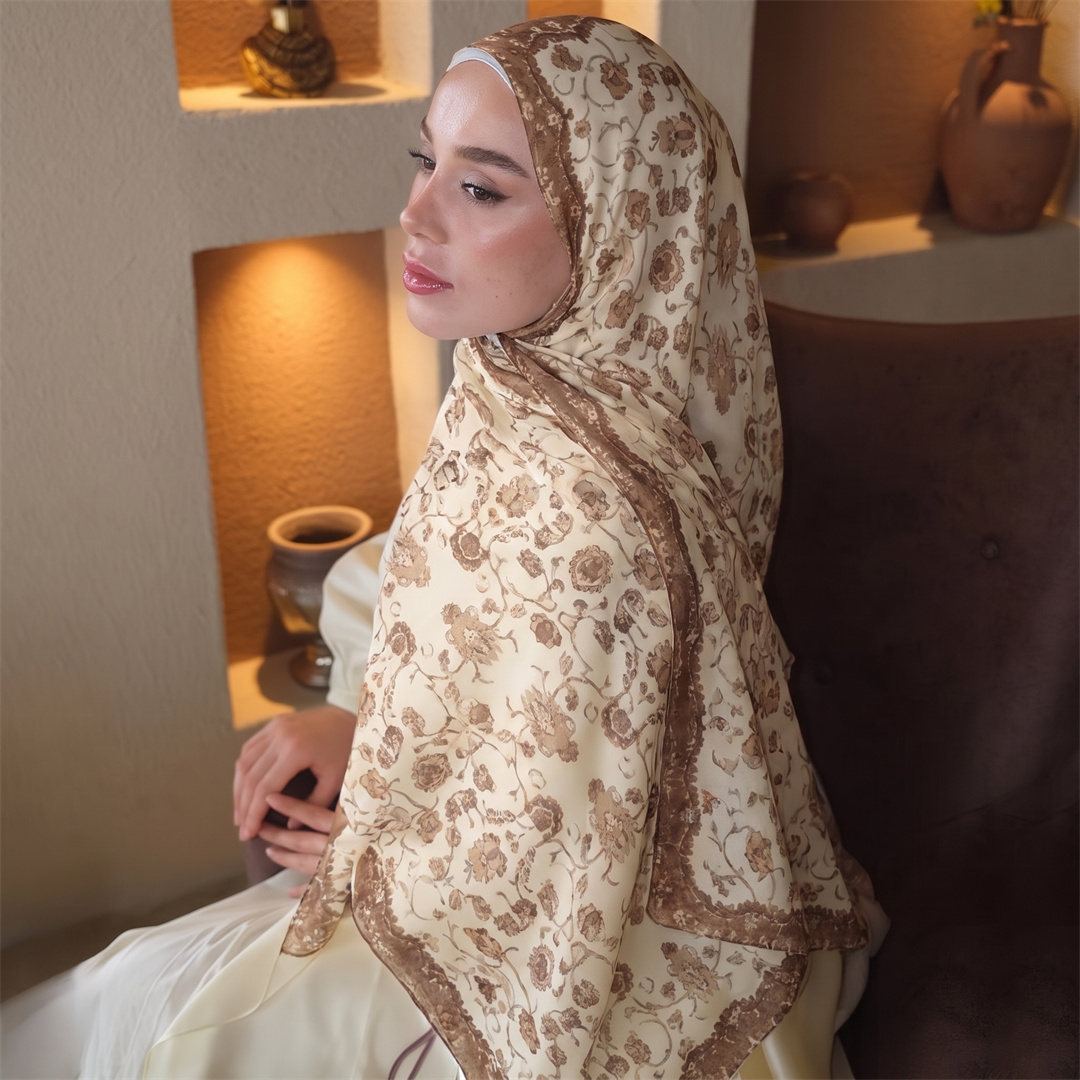 Hijab Cetak Bunga Vintage Lemb - Head Wrap Turban ulasan dan harga