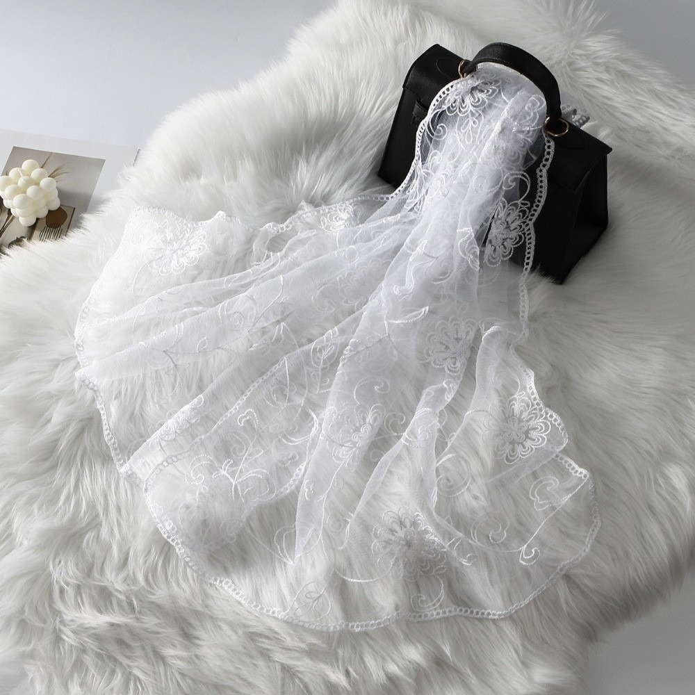 Selendang renda bordir bunga,  - Stole Wedding Shawl ulasan dan harga