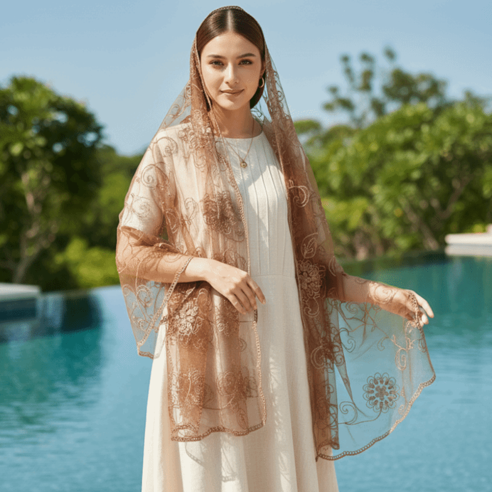 Selendang renda bordir bunga,  - Stole Wedding Shawl ulasan dan harga